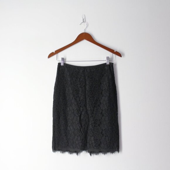 Diane Von Furstenberg Sz 4 Scotia Black Lace Pencil Skirt full Zip back DVF - Picture 3 of 10